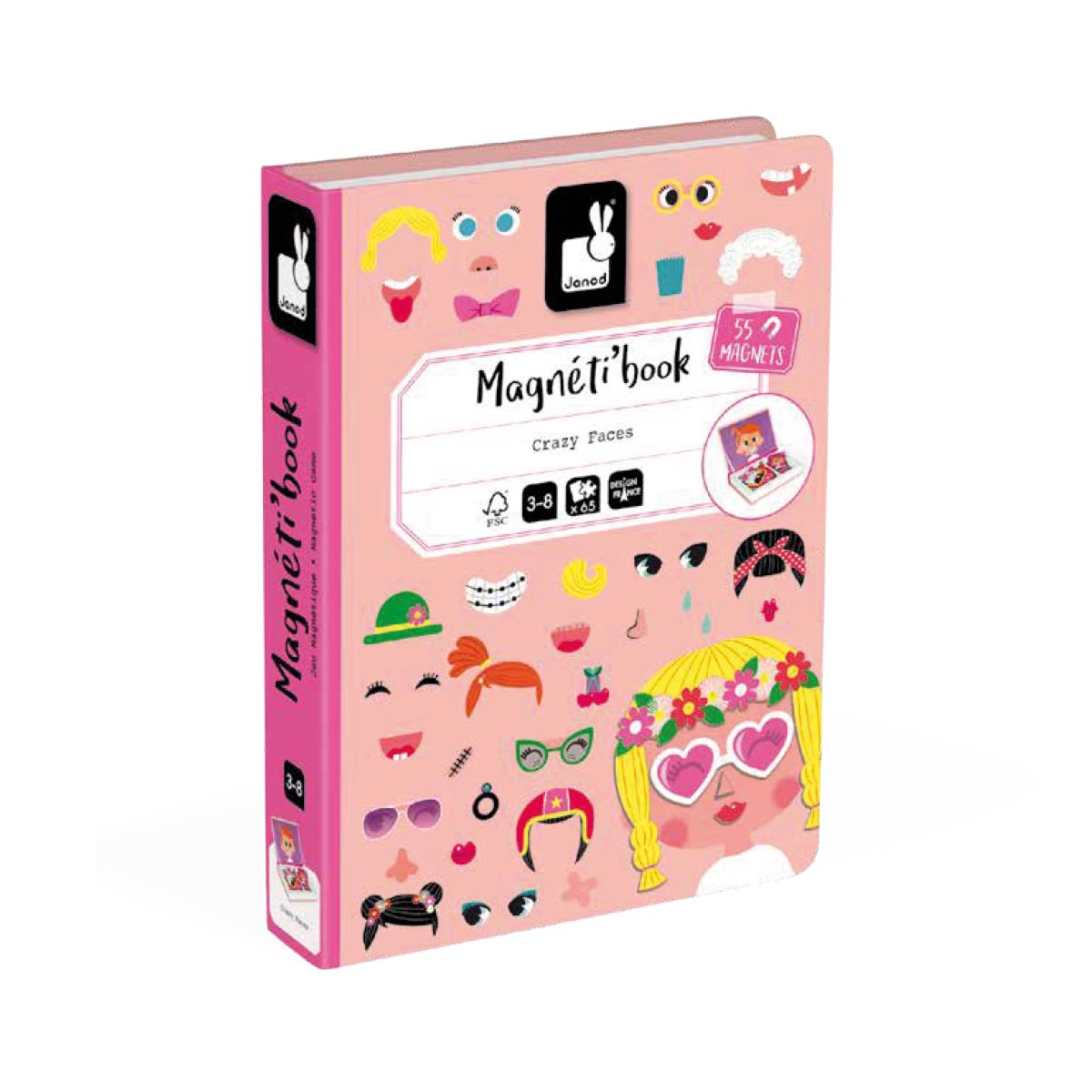 Magnéti' Book Crazy Faces Grils (3 a 8 años) | Janod 2717