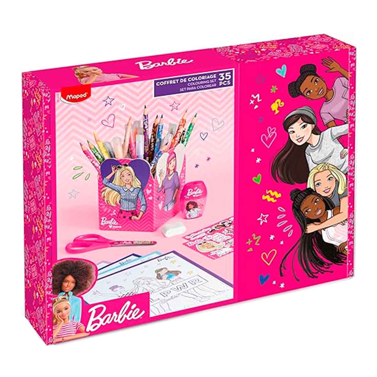 Set para colorear x35Pcs + Portalapiz Barbie | Maped Creative