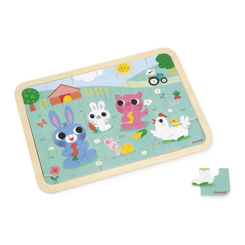Puzzle de madera de granja 24 piezas + +3años | Janod 7126